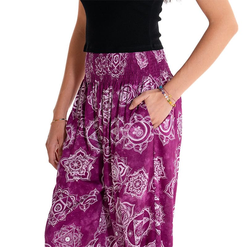 Image of Lotus and Luna Women's Harem Pants Thai Pants for Beach & Lounge High Waisted Flowy Boho Pants Genie Pants Yoga Pants