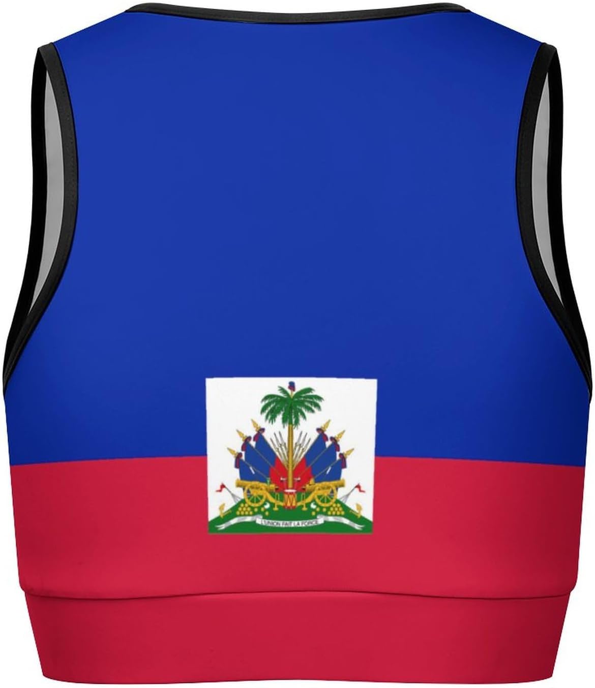 Haiti Flag Sports Bras for Women Padded Gym Workout Short Crop Top Yoga Tank Top S