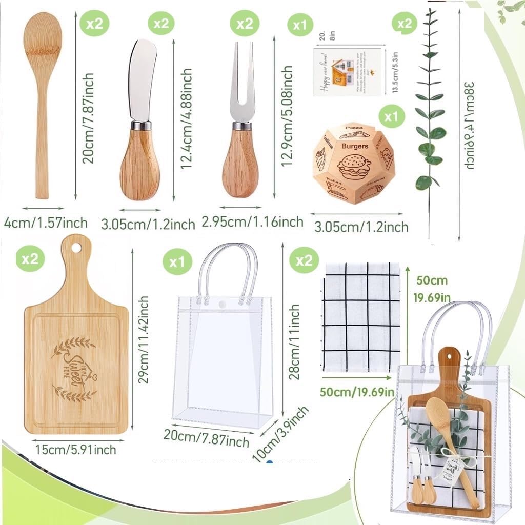 16Pcs House Warming Gifts New Home, Housewarming Gifts New Apartment Cheese Board Set with Utensils & Napkin for Couple Women, Gift Ideas for Homeowner,Neighbor, Clients