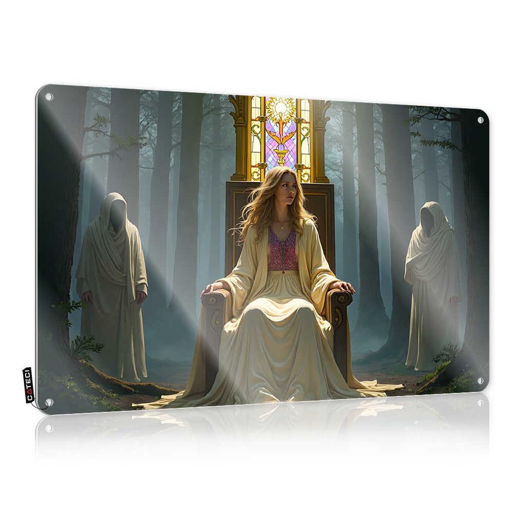 Fzfn Colour Personalized Tin Wall Decor Decor | A Mysterious Queen In A Forest Throne Hippie Mountain Decoration(30X40cm)