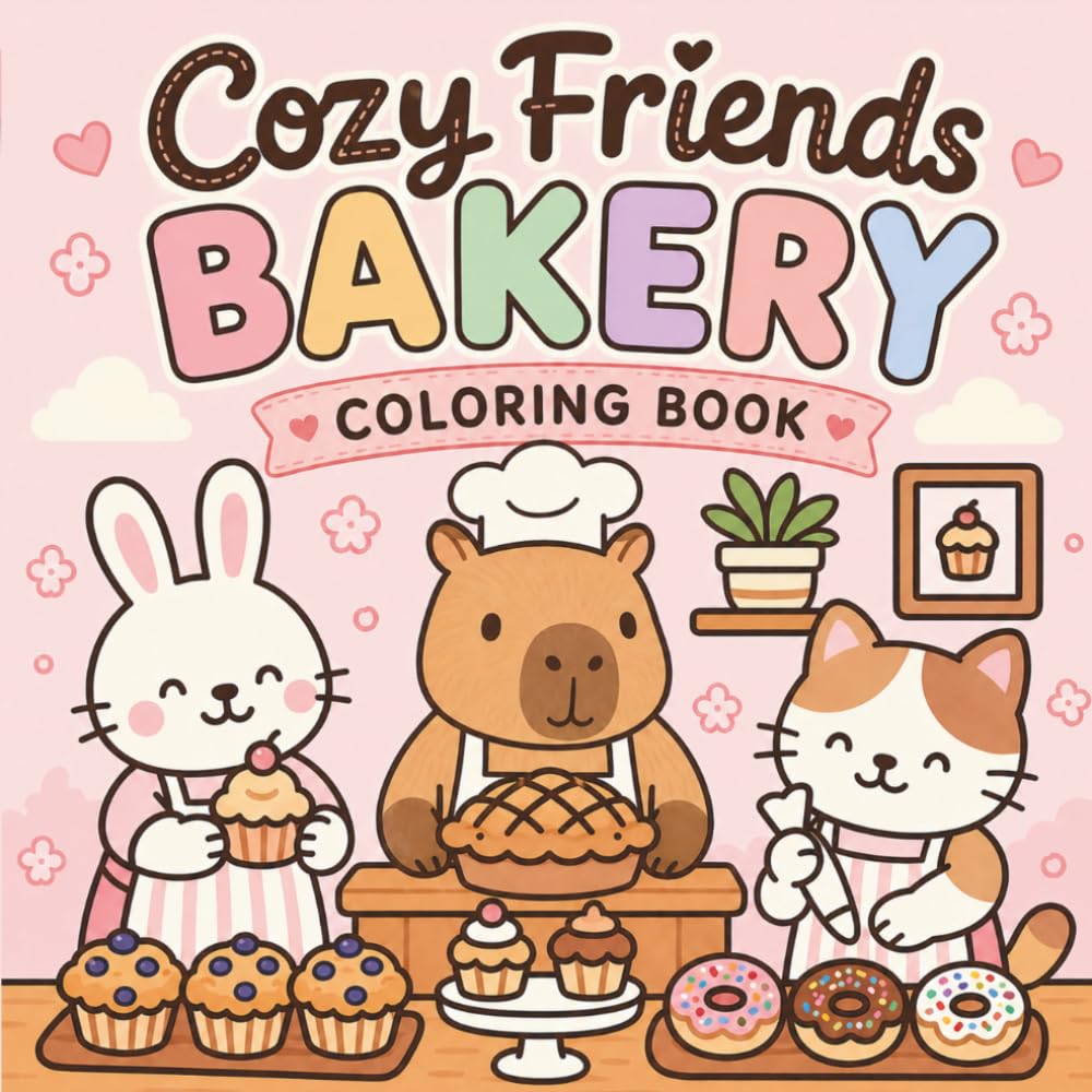 Cozy Friends Bakery Coloring Book: 50 Cute & Sweet Designs | Great For All Ages
