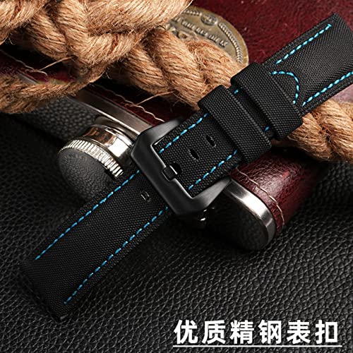 Bracelet sport Panerai cuir noir bleu 22mm résistant et souple - 4