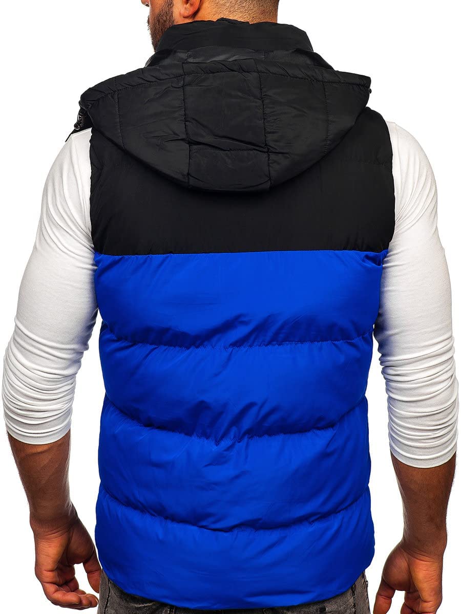 BOLF Uomo Gilet mezza stagione Autunnale Primaverile Trapuntato Cappuccio a zip Piumino Cerniera lampo Tempo libero Sport Fitness Basic Outdoor Style Mix 1U1