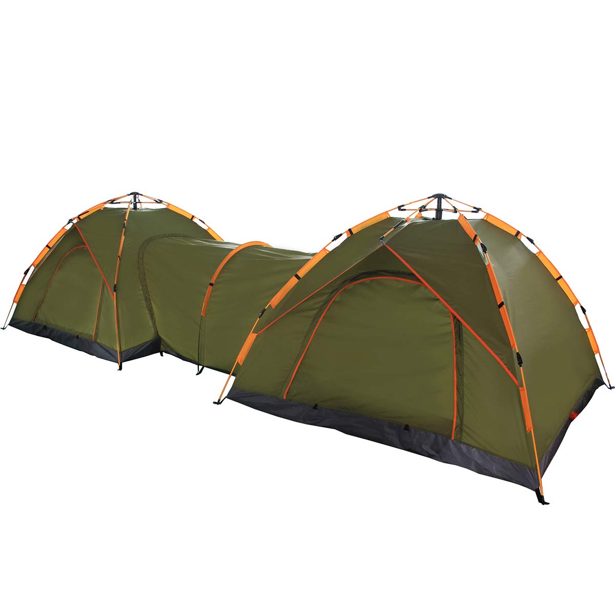 Qwest Double Instant Pop Up Camping Tents with Passageway, 6-Person 17' Long, Automatic Green Lightweight Portable | Aluminum & Fiberglass Poles | Sets up in Seconds, Water & UV Resistant
