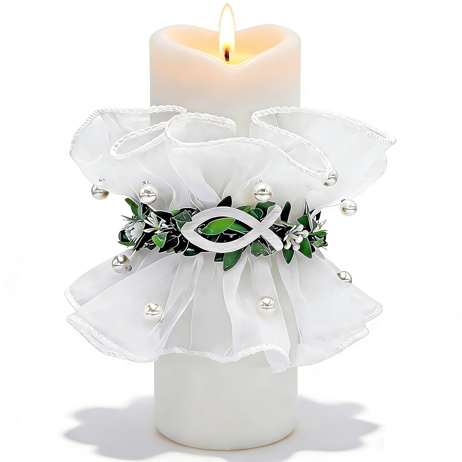 Tropfschutz Kommunionkerze,Kerzen Tropfschutz Kommunion,Kerzenrock Kommunion,Tropfenfänger Kommunionkerze zubehör,Taufkerzen Buchskranz Tropfenfänger für Kerzen mit Schleife