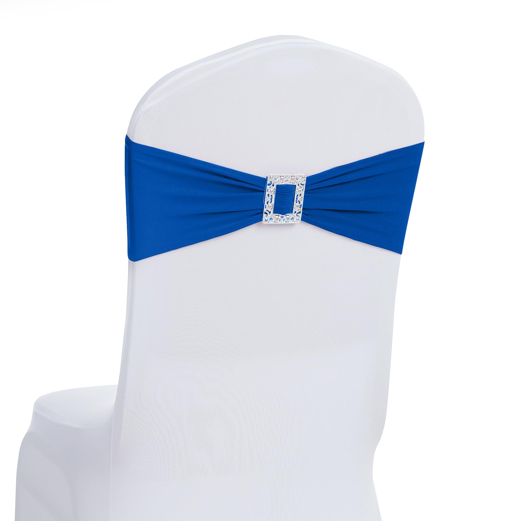 Joccun 60 PCS Spandex Chair Sashes Bows Stretch Chair Cover Band with Buckle Slider Universal Elastic Chair Ties for Wedding Banquet Party Event