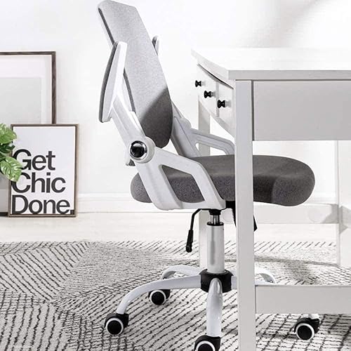Miniatura 2 de Silla de oficina de malla con respaldo medio, silla ergonómica de malla giratoria para computadora, brazos abatibles con soporte lumbar, altura