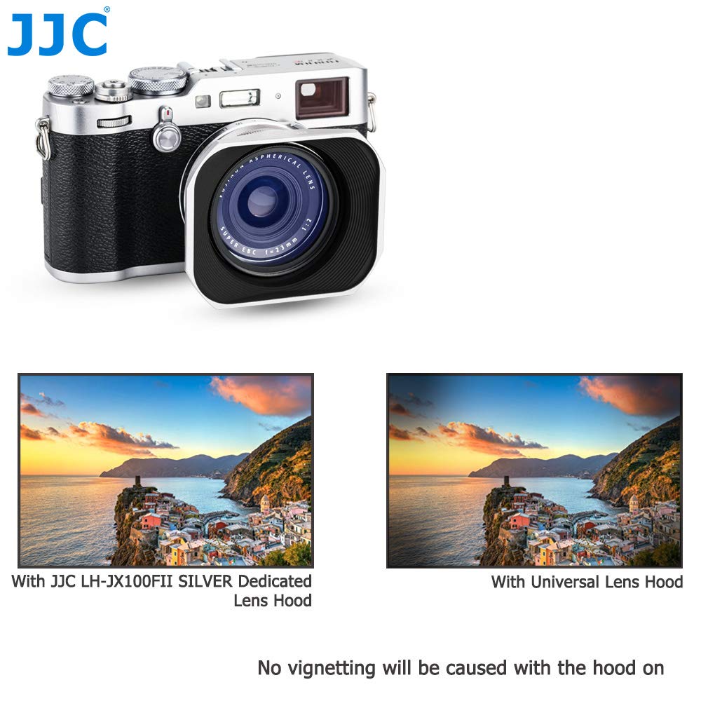 JJC Paraluce per Fujifilm Finepix X100VI, X100V, X100F, X100S, X100T, X100, X70 con Copriobiettivo, Sostituisce Fuji LH-X100 (Argento)