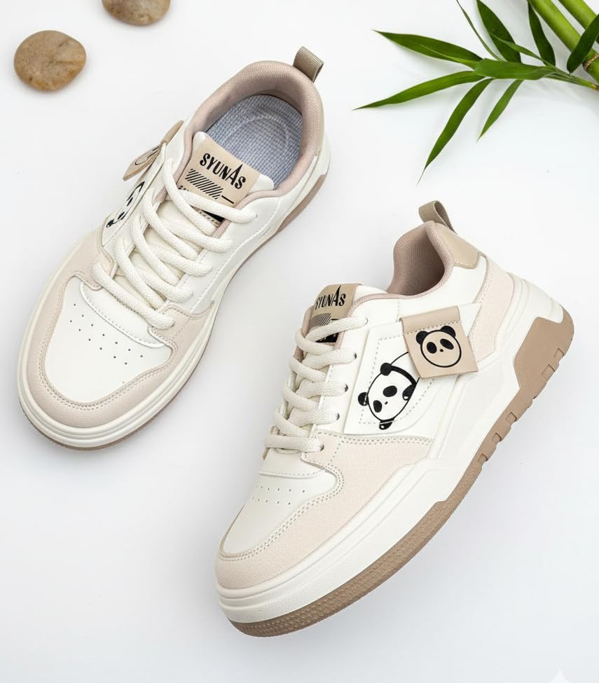 Image of Sneakers for Women Comfortable Synthetic Leather Shoes for Woman, Lace-Up Casual Girls Shoe, Lightweight Sneaker Shoes for Woman