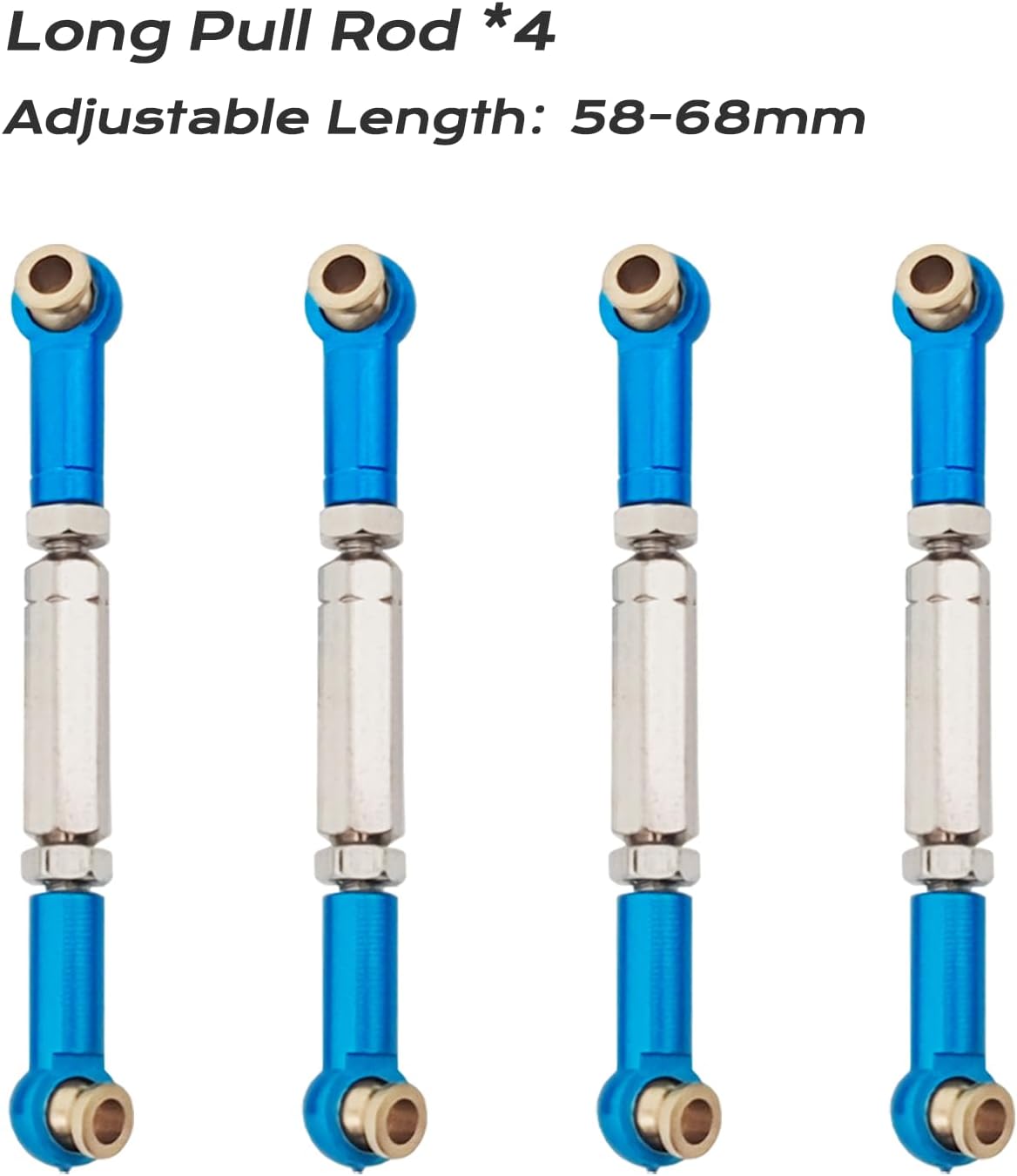 CKYSCHN Metal Pull Rod Steering Servo Link Linkages Arm, Upgrade Metal Tie Rod Ends Parts Kits for WLtoys 1/14 144001 1/12 124017 124016 124019 RC Car Truck Buggy (Blue)