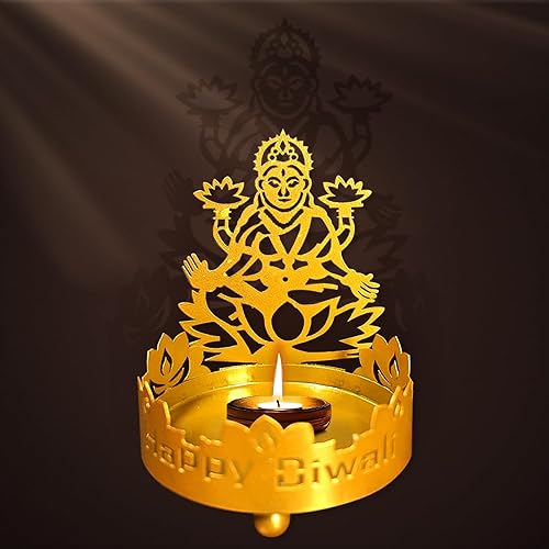 Miniatura 6 de Hying Diwali - Estatua de sombra de vela Diwali OM Lotus Shadow Lamps Deepawali Soporte tradicional para velas de té Festival de luces Shadow Diya