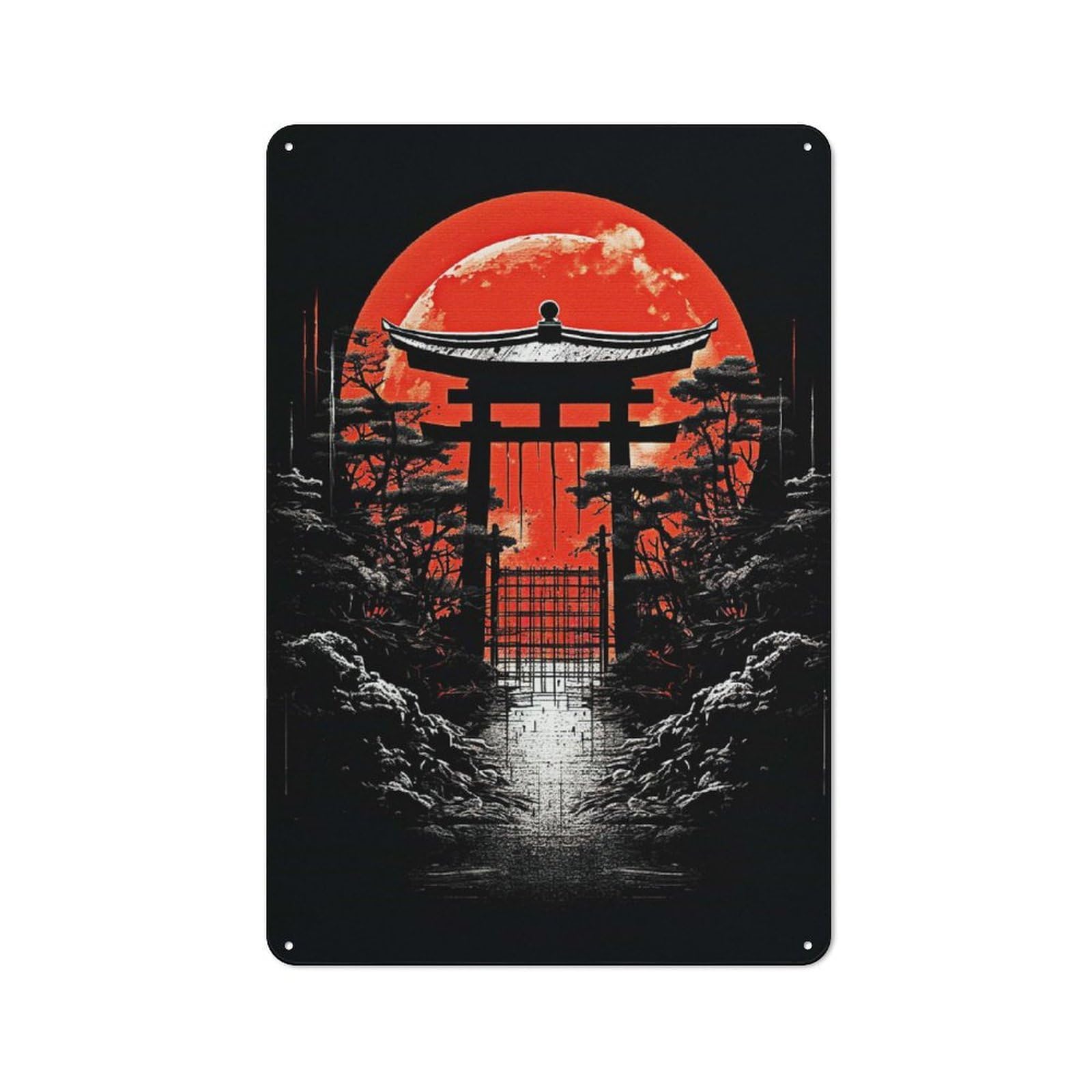 Decorative Metal Plaque with Mystical Gate Horror Design 30x20cm, Warehouse Style Loft Wall Plaque for Flat, Bar, Studio Or Gallery Wall