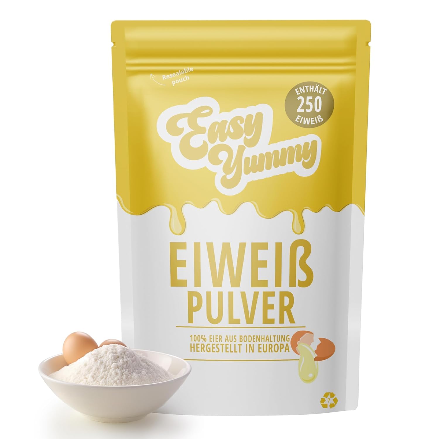 EASY YUMMY - Blanc d'œuf en poudre pour la pâtisserie (1 kg), 100% d'œufs en poudre