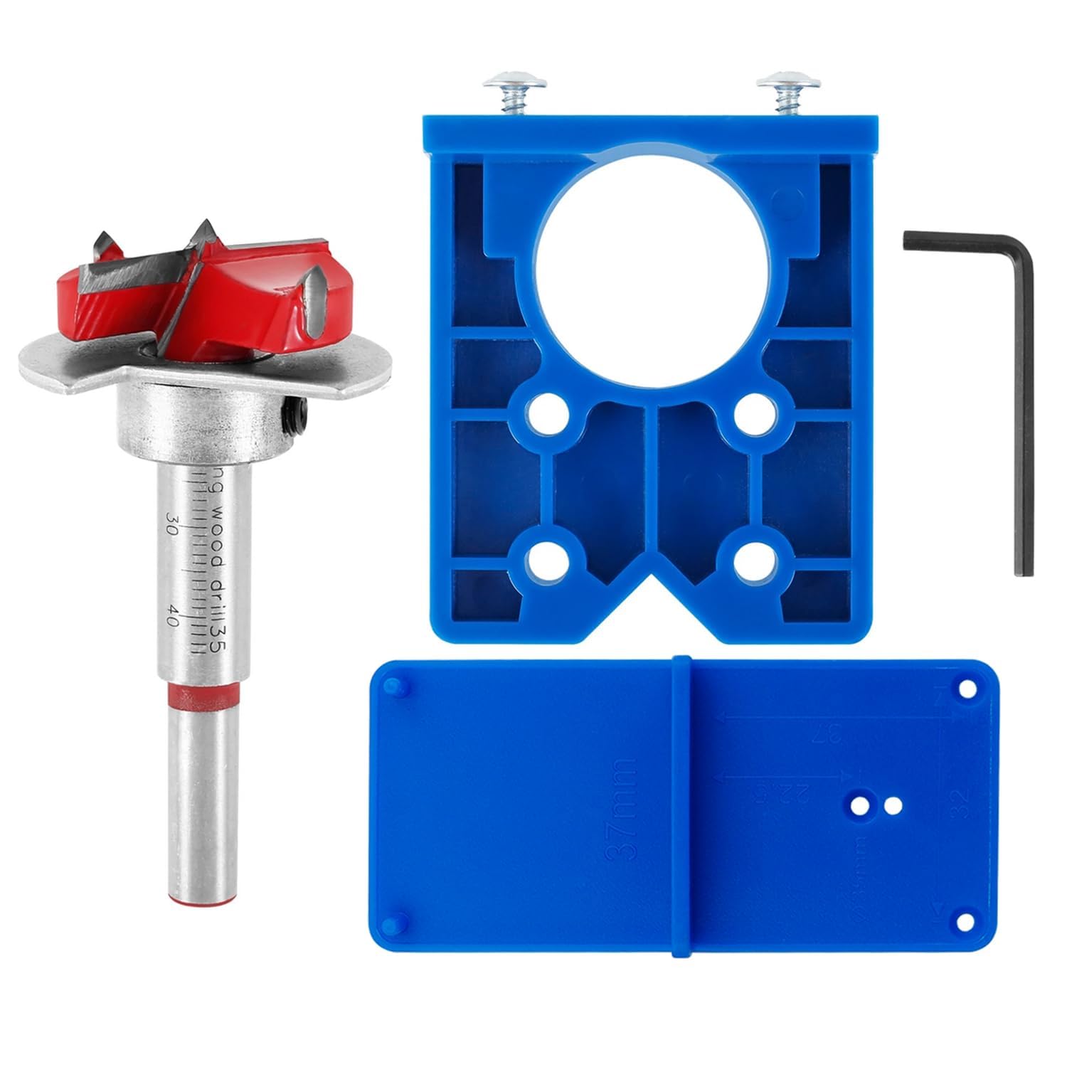 35mm Concealed Hinge Jig Kit, Bestgle Woodworking Tool Drill Bits Hinge Drilling Hole Router Jig for Cabinet Cupboard Door Installation, Hinge Hole