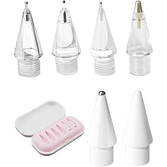 6 Pieces Tip Compatible with Apple Pencil Highly Sensitive Replacement Tips for Apple Pencil Pro USB-C & 1st/2nd Generation iPencil Tip Set with Carry Box 6 Damping Variations