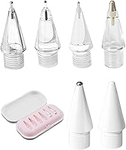 6 Pieces Tips for Apple Pencil 2/1st Generation, High Sensitivity Precise Pom Replacement Tip with 6 Textures for Apple Pencil USB-C/Pro with Carrying Case