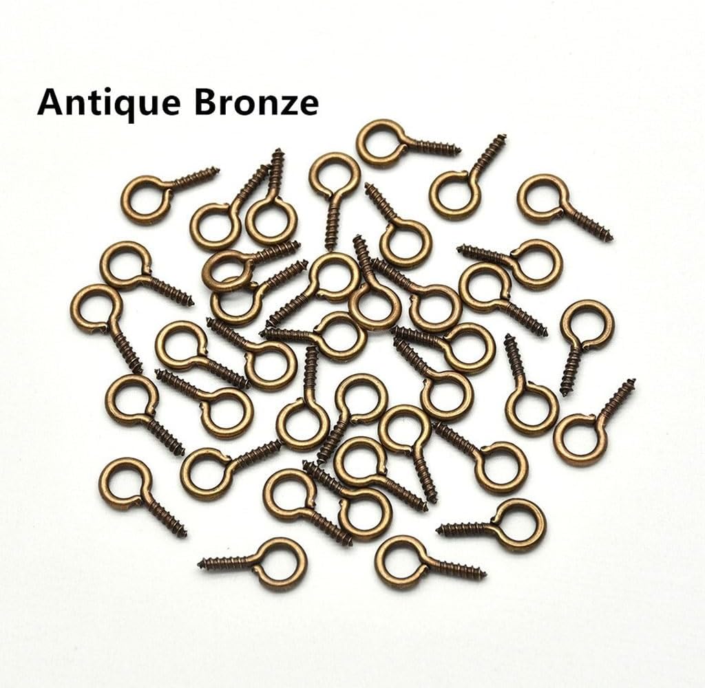 100PCS Small Eye Screw Hooks Clasps Eye Pin for Pendant Silver Eyelet Hooks Fit Drilled Beads DIY Jewelry Making(Gold,13MM)