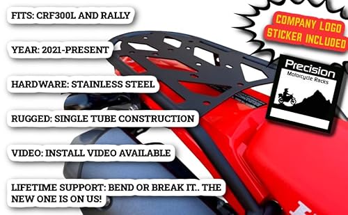 Pmracks Crf300L Rally Rear Luggage Rack (2021-Present) Honda Crf 300L Crf Rally 2021 2022 Cargo Carrier #TOP1