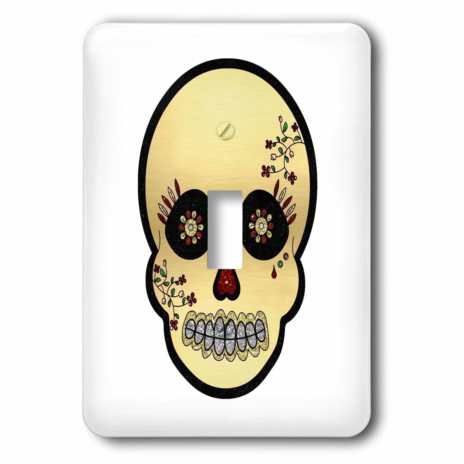 Rénover interrupteur sugar skull faux imprimé paillettes doré