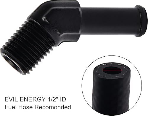 Miniatura 4 de EVIL ENERGY 38" NPT macho a 12" adaptador de montaje de púas 45 grados aluminio negro