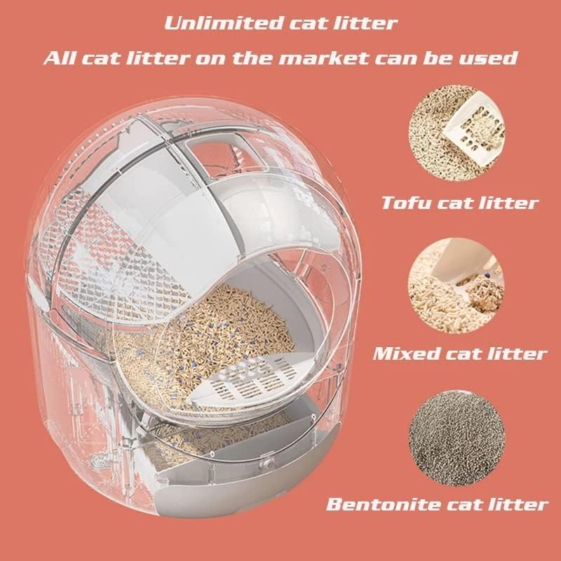 Miniatura 4 de ZLXDP - Caja de arena automática inteligente blanca para gatos grande fácil de limpiar caja de arena cerrada para gatos accesorio de entrenamiento