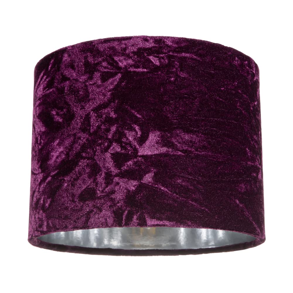Happy Homewares Modern Purple Crushed Velvet 8 Table/pendant Lampshade With Shiny Silver Inner from B&Q