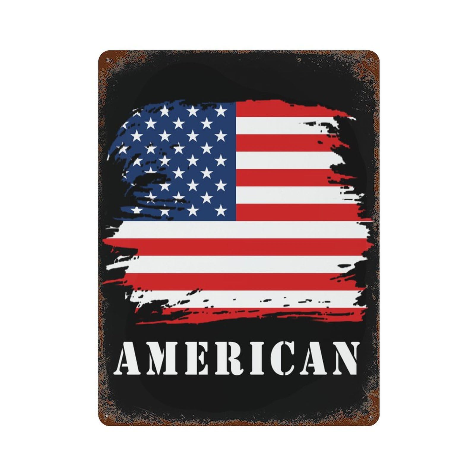 KWQDOZF Vintage America Flag Theme Metal Tin Sign,Vintage Iron Hanging Plate Vertical with Rust Poster Wall Decor 12x16inch