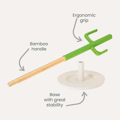 Miniatura 3 de Vigar Soporte de papel higiénico de cactus, soporte de rollo de baño de bambú y bioplástico ecológico con mango en forma de cactus