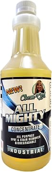 Chem-Girl | ALL MIGHTY CONCENTRATE -Super Strength Biodegradable Spot & Stain Remover + Multi-Surface Spray Cleaner for Tough Indoor/Outdoor Jobs | Concentrated Formula - 1 Quart