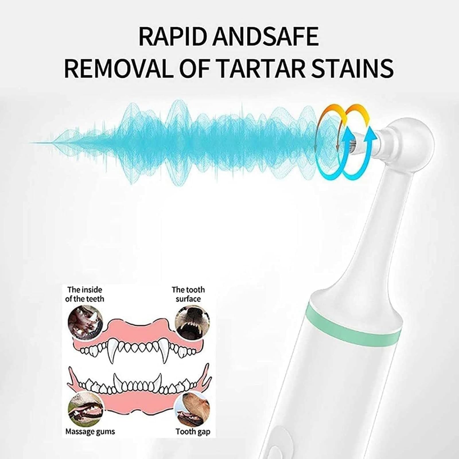 Pet Electric Toothbrush Tooth Removal Dog Mouth Cleaning Tool - Ultrasonic Toothbrush for Dog with 4 Brush Heads for Stain Eraser Tooth Polisher