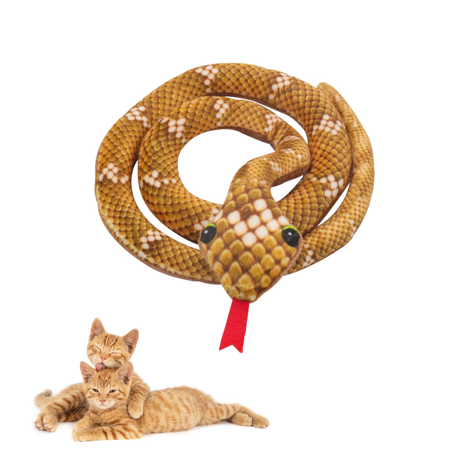 Andiker Catnip Toy, 31.5 inches Stuff Snake Interactive Snake Toy for Cats to Chew and Scrab (Orange)