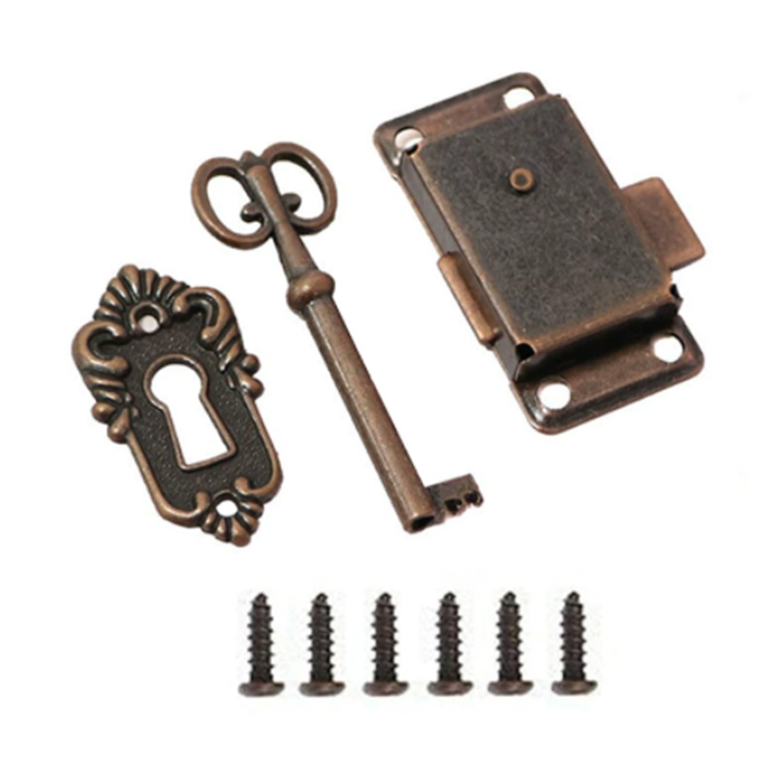 Qvorlth Red Bronze Antique Furniture Lock 8Sets 53 * 26Mm Vintage Lock Cabinet Door Lock Set With Key For Drawer Wardrobe Furniture Drawer Lock Replacement(Red Bronze)