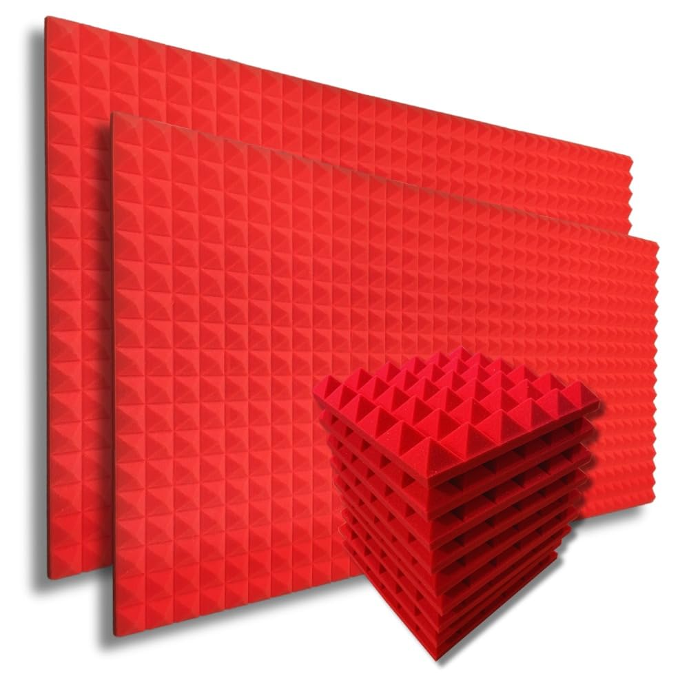 MMT ACOUSTIXPyramid Studio Soundproofing Acoustic Foam (1x1 Feet, 9 Pcs, Flame Red)