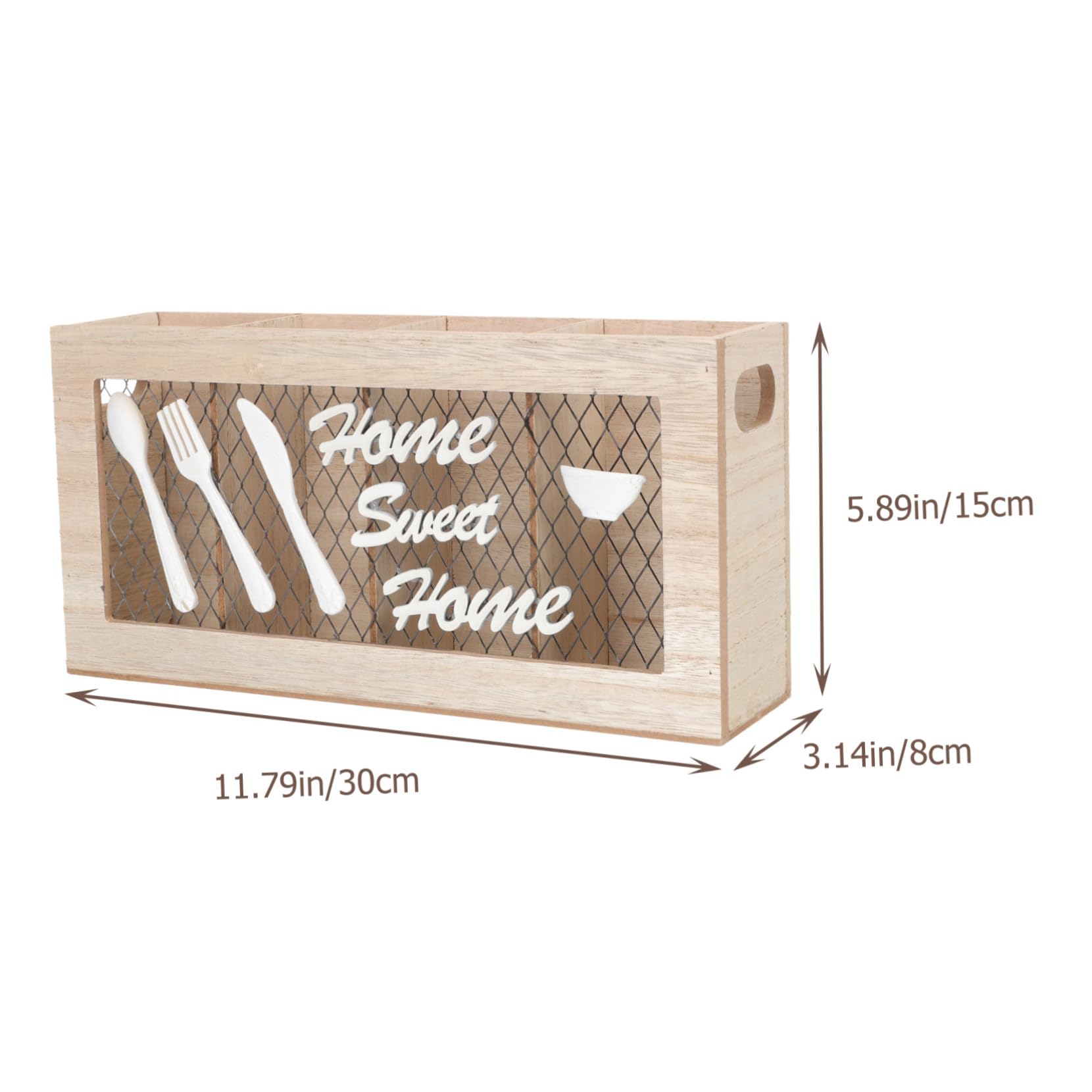 Porte-Couverts Rustique Bois 30x15x8 Cm 4 Compartiments Réglables Organiseur D'ustensiles Cuisine Comptoir Rangement Couverts Multifonction Maison