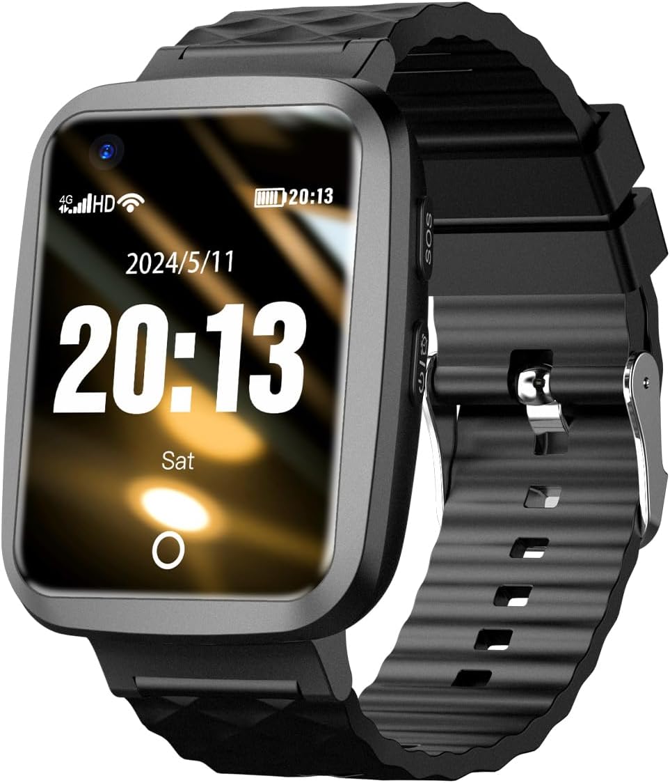 Fajocru Fall Detection Smart Watch for Seniors with GPS Tracking, SOS Alert & HD Video Call, Waterproof Fitness Tracker for Dementia/Alzheimer’s, 4G Safety (Minimalist, Black)