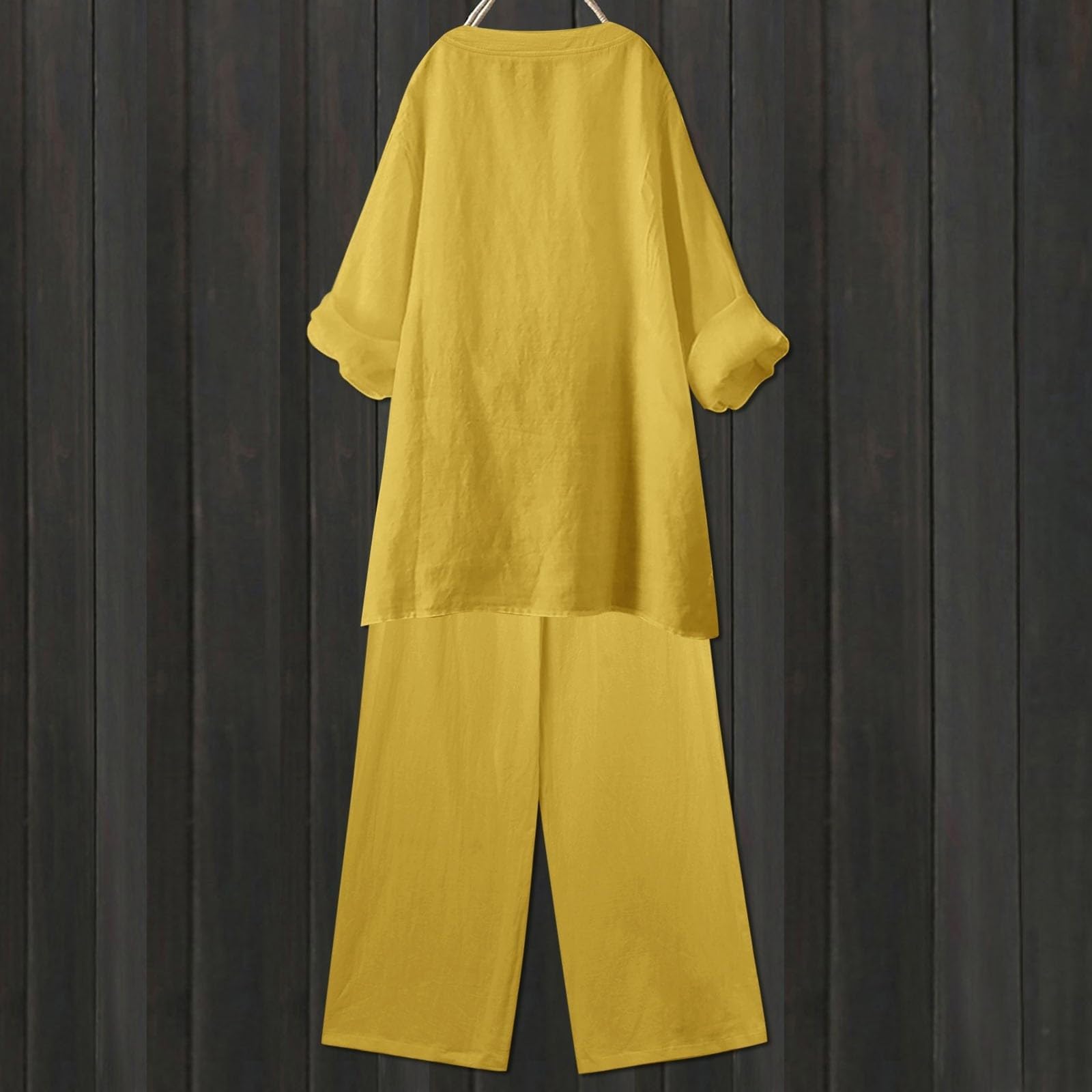 Conjunto de verano para mujer, elegante, traje de pantalón de algodón y