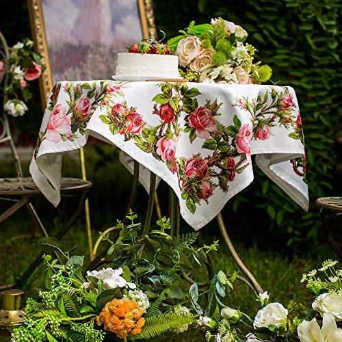 ARTABLE Rectangle Summer Tablecloth Farmhouse Tablecloths Printed Flower with Vintage Floral Patterns Table Cloth for Elegant Holiday Long Dinning Kitchen (Rose, 33 x 33 Inch) by ARTABLE - Image 5