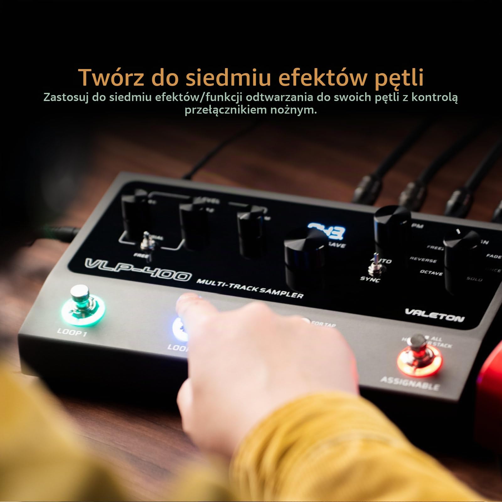 Valeton Looper Pedal Dual Track Stereo Looper do gitary, basu, keyboardu, 7 efektów pętli, 99 miejsc do przechowywania projektów, obsługa oprogramowania VLP-400