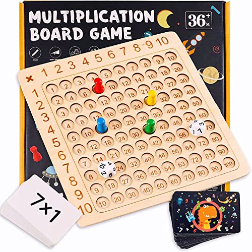 Gerhannery Tableau de Multiplication, Jeux de Société de Montessori Planche de Multiplication Jouets Mathématiques pour Enfantsau Décorations de la salle de class Jouets d'apprentissage Préscolaire Cover