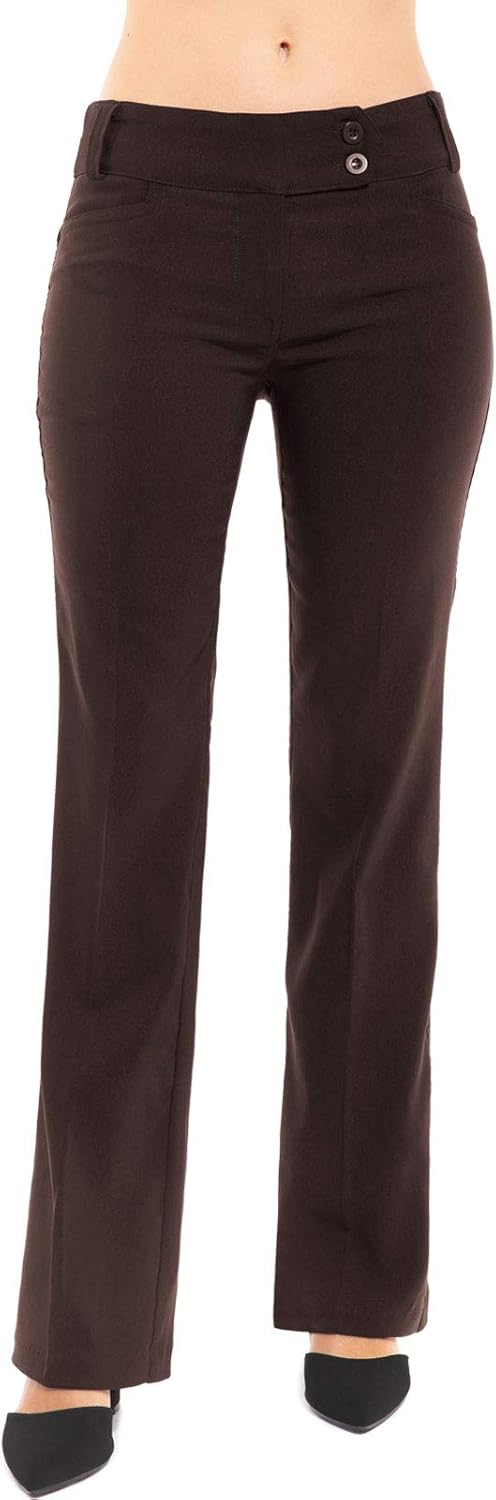 Design by Olivia Women's Relaxed Boot-Cut Stretch Office Pants Trousers Slacks: Clothing