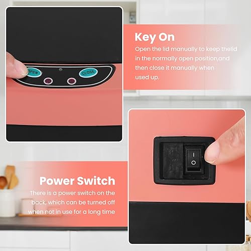 Miniatura 40 de BLKMTY Basurero de cocina de 13 galones de acero inoxidable de 50 litros, cubo de basura automático sin tacto, con sensor de movimiento, con tapa