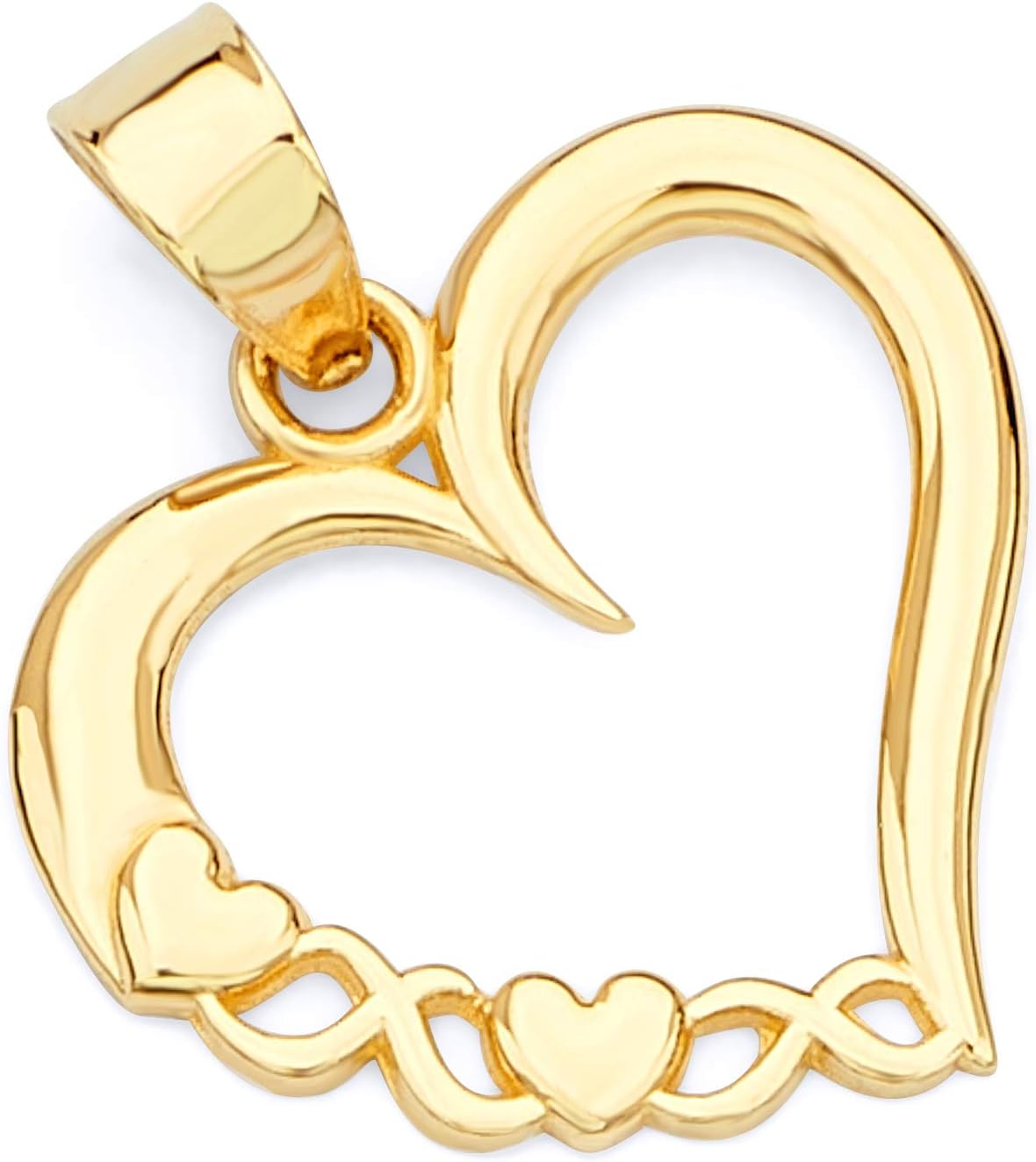 14k REAL Yellow Gold Heart Charm Pendant