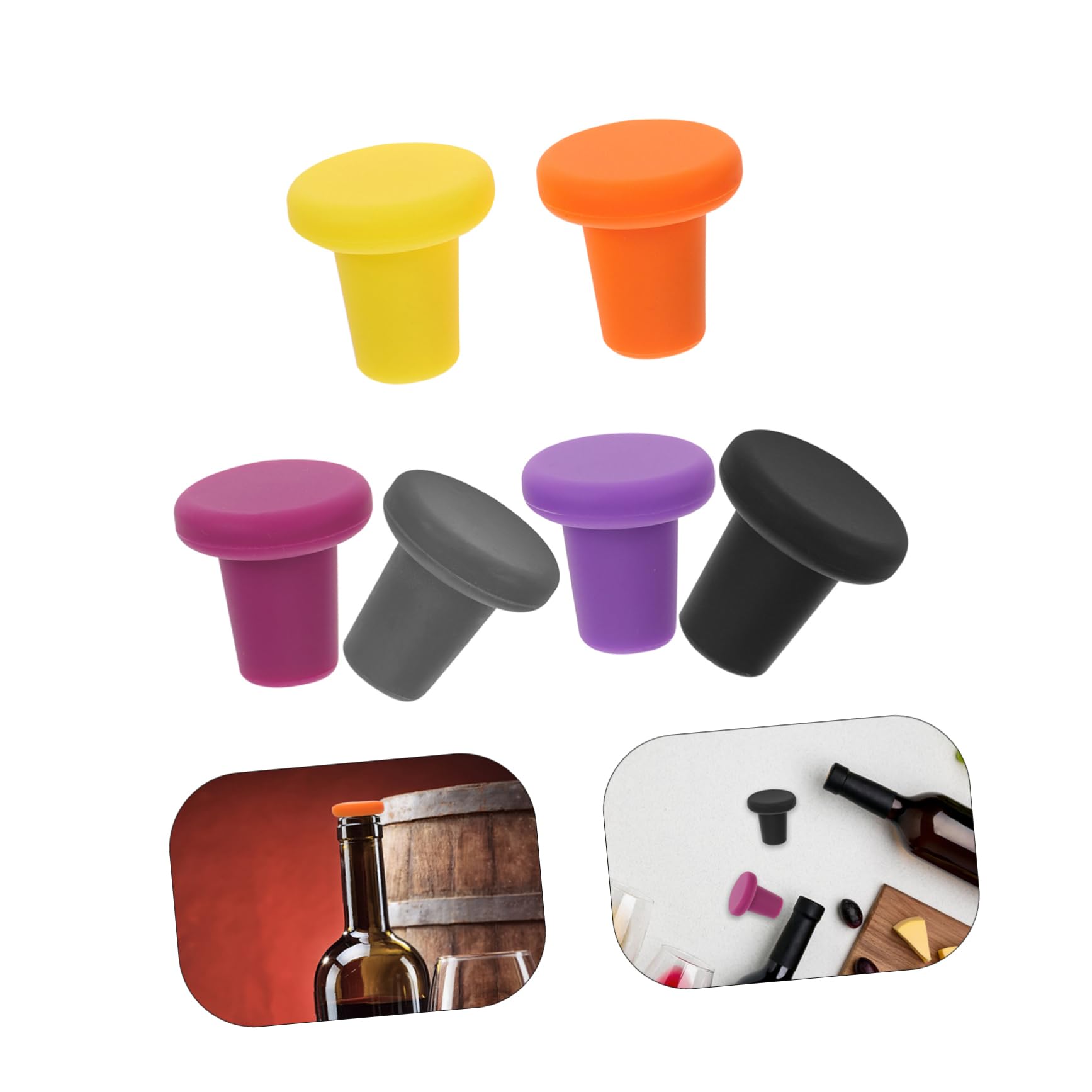 24piezas Tapones De Silicona para Botellas De Vino Sellos Reutilizables De Alimenticio Tapones Coloridos para Bebidas para Cocinas y Fiestas