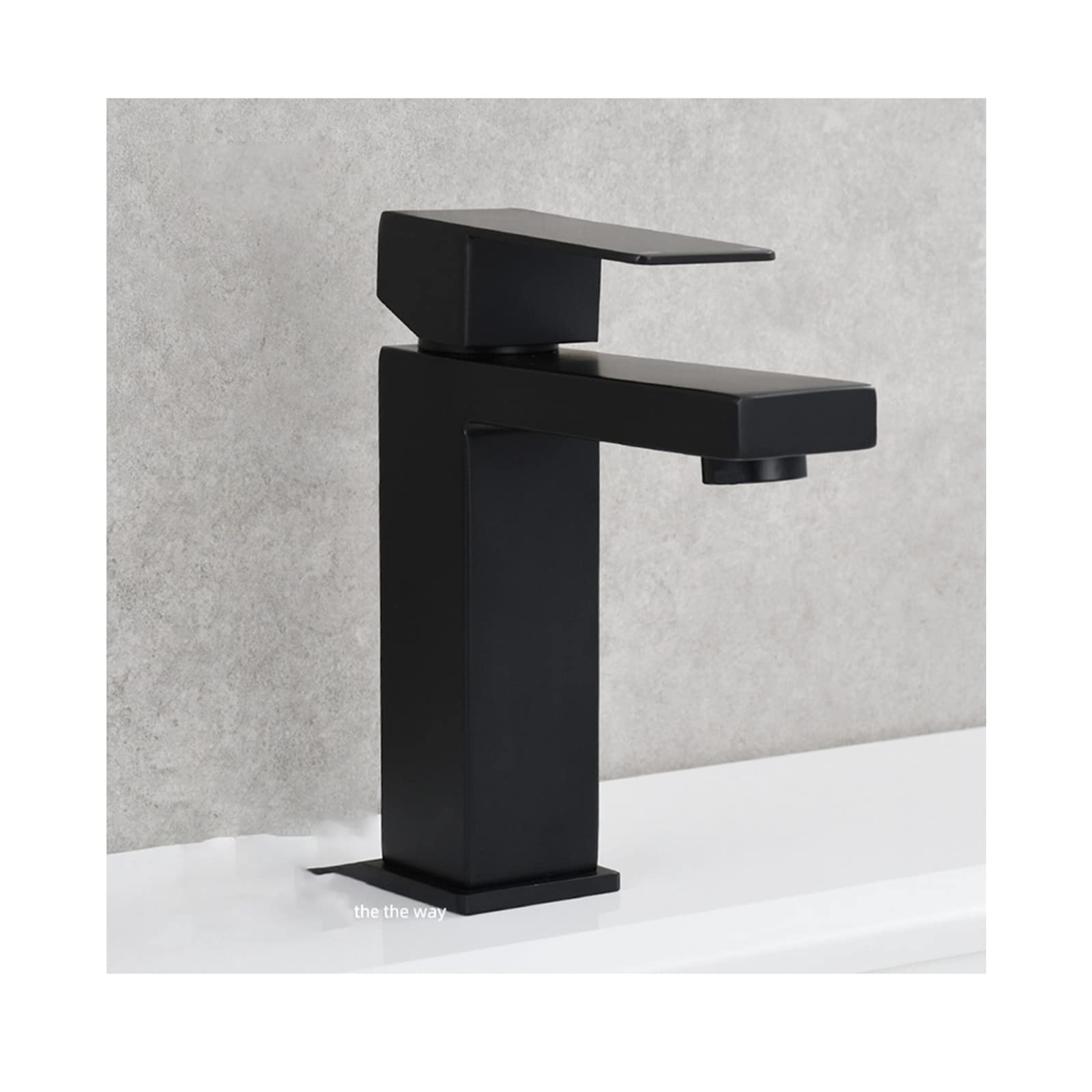 ZYCHSJXA Square Single Handle Stainless Steel Basin Mixer Tap Aerator Lavatory Hot and Cold Faucet Bathroom Sink Faucet,Black (Color : Black)