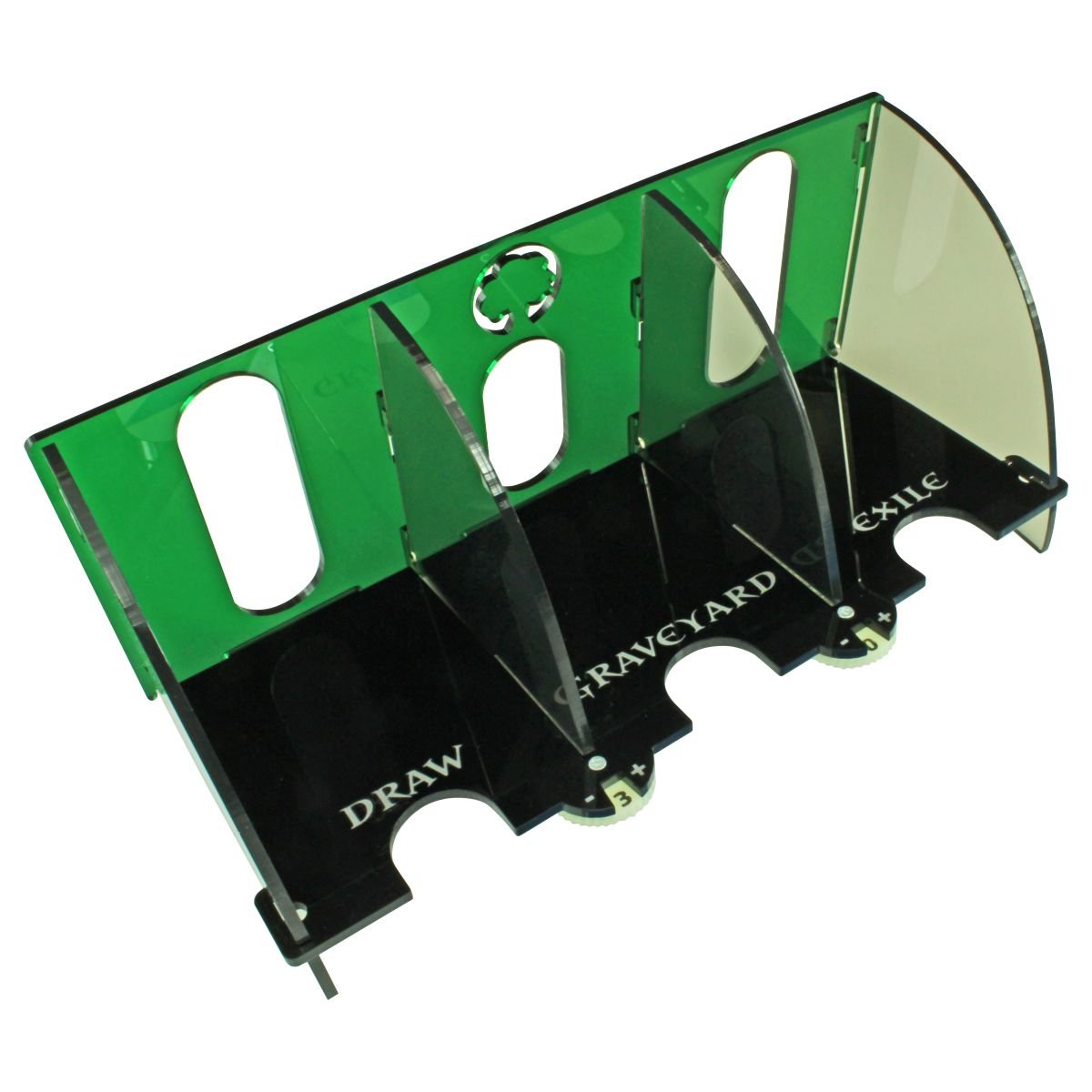 LITKO Card Deck Tray With Life Dials – Triple Slots For MTG, Draw, Graveyard & Exile – Green