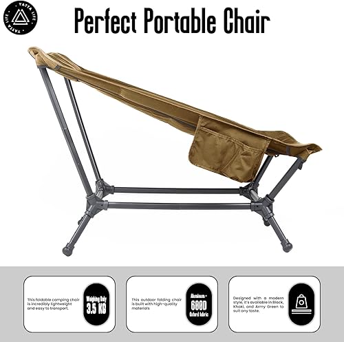 Miniatura 5 de Sillas de camping plegables de respaldo bajo para adultos con bolsas de almacenamiento y estuche de transporte - Sillas de césped plegables, silla