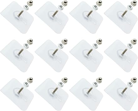 Adhesive Hooks Screw Hanging Wall Hooks Transparent Waterproof Reusable Seamless Sticky Hooks for Bathroom Kitchens Office12Pcs