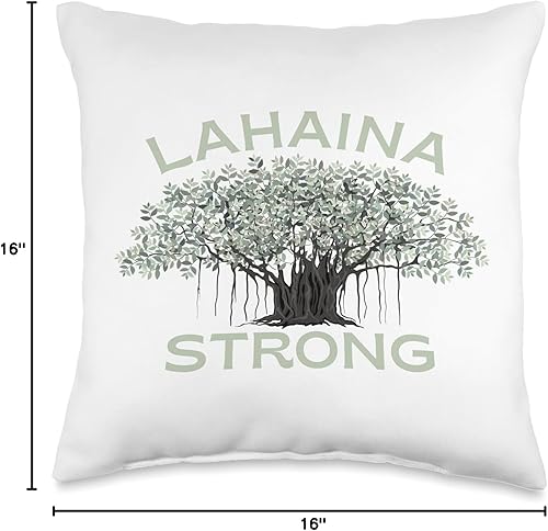Vista 6 de Lahaina Banyan Tree Maui Hawaii Strong Almohada de tiro 18x18, multicolor