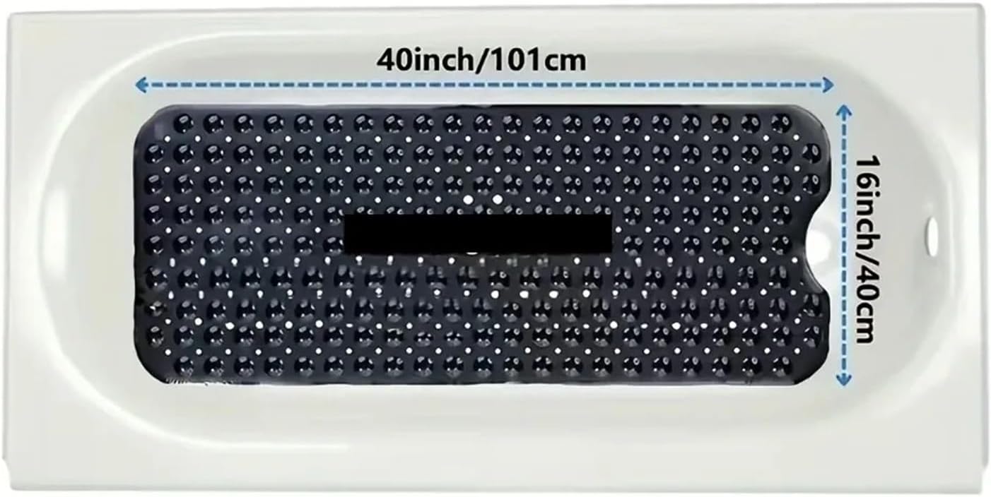 Compatible For Non-slip Bathtub Mat Shower With Drain Holes And Suction Cups Machine Washable Household Bathroom Carpet(Black)