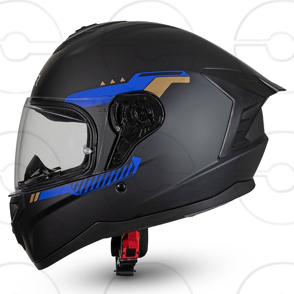CRUIZER Casco Integrale moto Omologato visiera singola Trasparente + specchiata BLUE